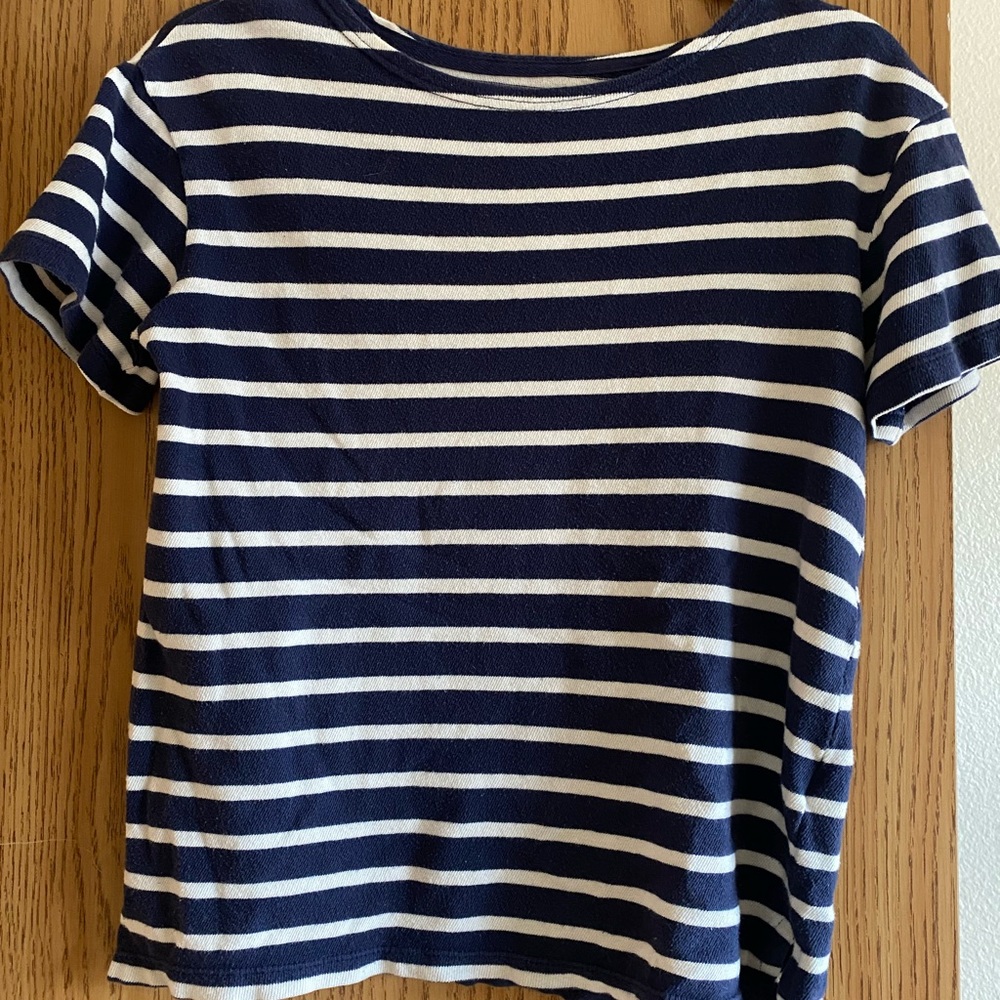 Navy and White Striped Women's Top